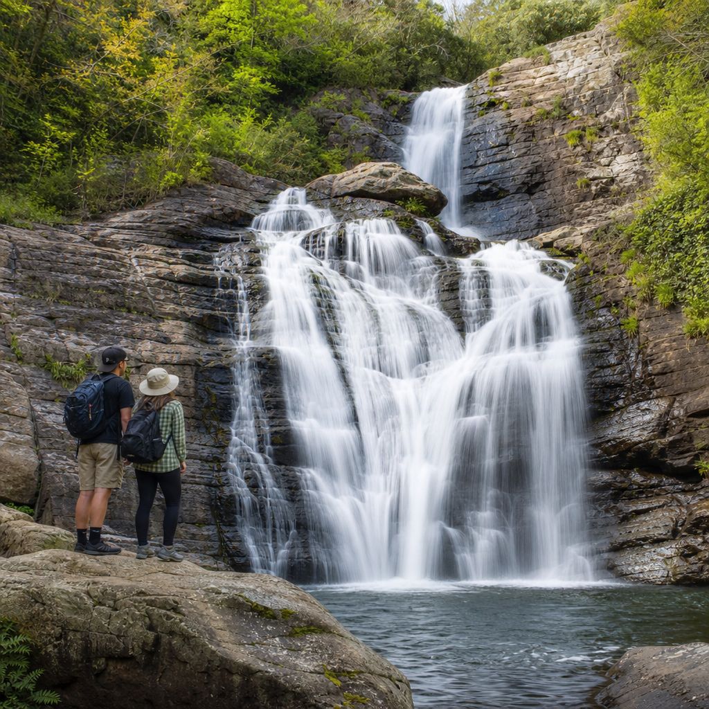 Waterfall Image demonstrating Waterfall in the Travel,Tourism context